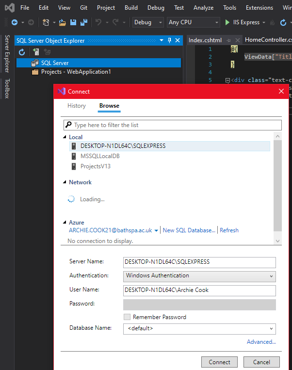 Connecting Database to Web Application